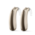 A pair of Phonak Lumity Naida P90 hearing aids chestnut.
