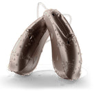 A pair of waterproof Phonak Lumity hearing aids in chestnut
