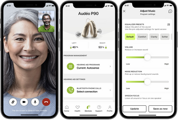 The Phonak mobile app bluetooth and personalisation features on mobile phone