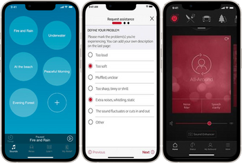 Resound mobile app showing sound adjustment features on a mobile phone