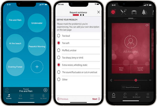 Resound mobile app showing sound adjustment features on a mobile phone
