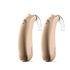 A pair of Phonak Lumity Naida L70 hearing aid beige.