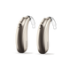 A pair of Phonak Lumity Naida L50 hearing aids Champagne.