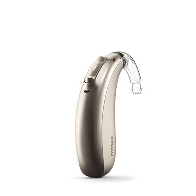 Phonak Lumity Naida L50 hearing aid Champagne.