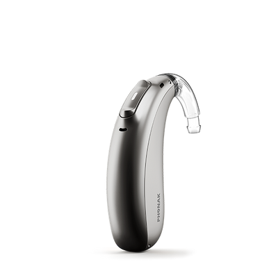 Phonak Lumity Naida L70 hearing aid silver gray.