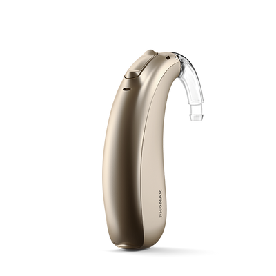 Phonak Lumity Naida L70 hearing aid sand beige.