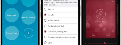 Resound mobile app showing sound adjustment features on a mobile phone