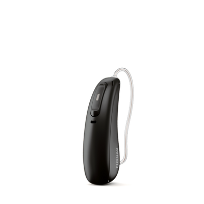 Phonak Lumity L70 hearing aid in velvet black.