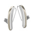 A pair of Signia Styletto IX 7 kit hearing aids in white and fine gold.